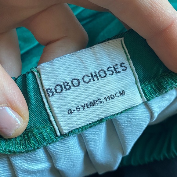 BOBO CHOSES Green Pleated Skirt with Stripes - Picture 4 of 4